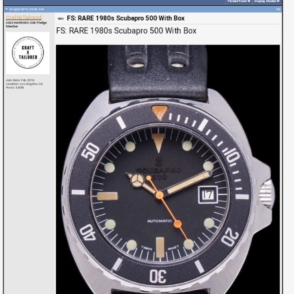Rare 1980 scuba pro 500 watch